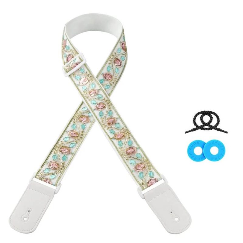 Correa de Guitarra Vintage con Flores Pastel - modelo 4