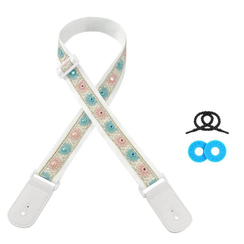 Correa de Guitarra Vintage con Flores Pastel - modelo 5