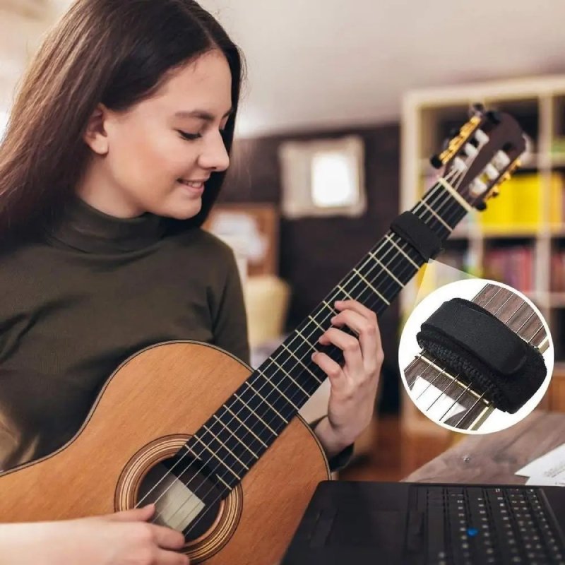 Amortiguador silenciador de cuerdas de guitarra de color negro