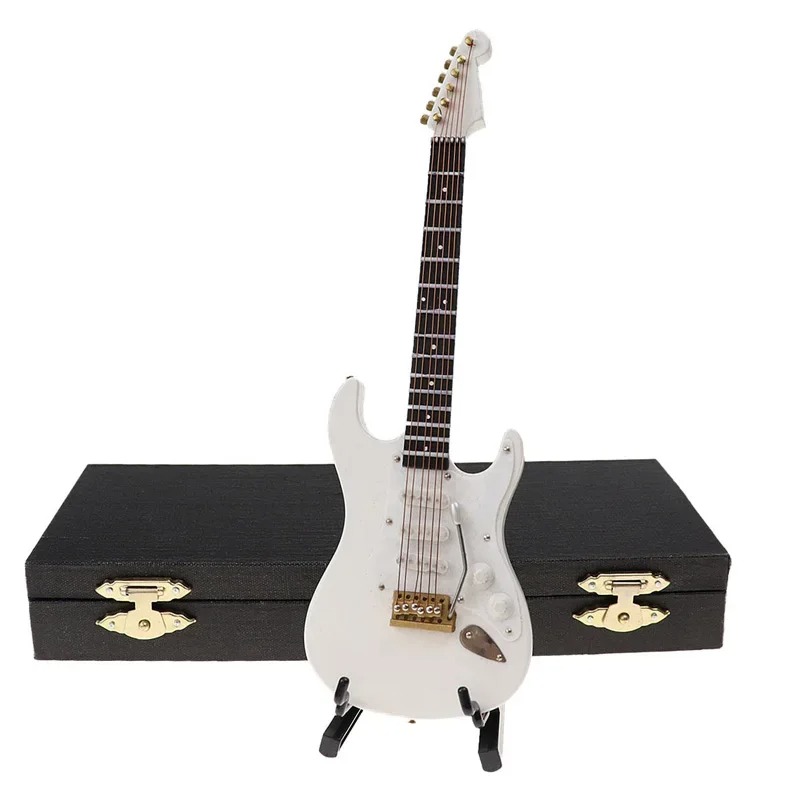 Guitarra eléctrica miniatura en rojo o negro con caja de almacenamiento de color blanco