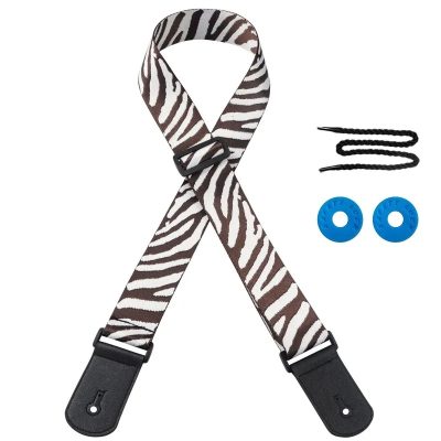 Colección de Correas de Guitarra con Patrón de Cebra Safari Salvaje - color Blanco