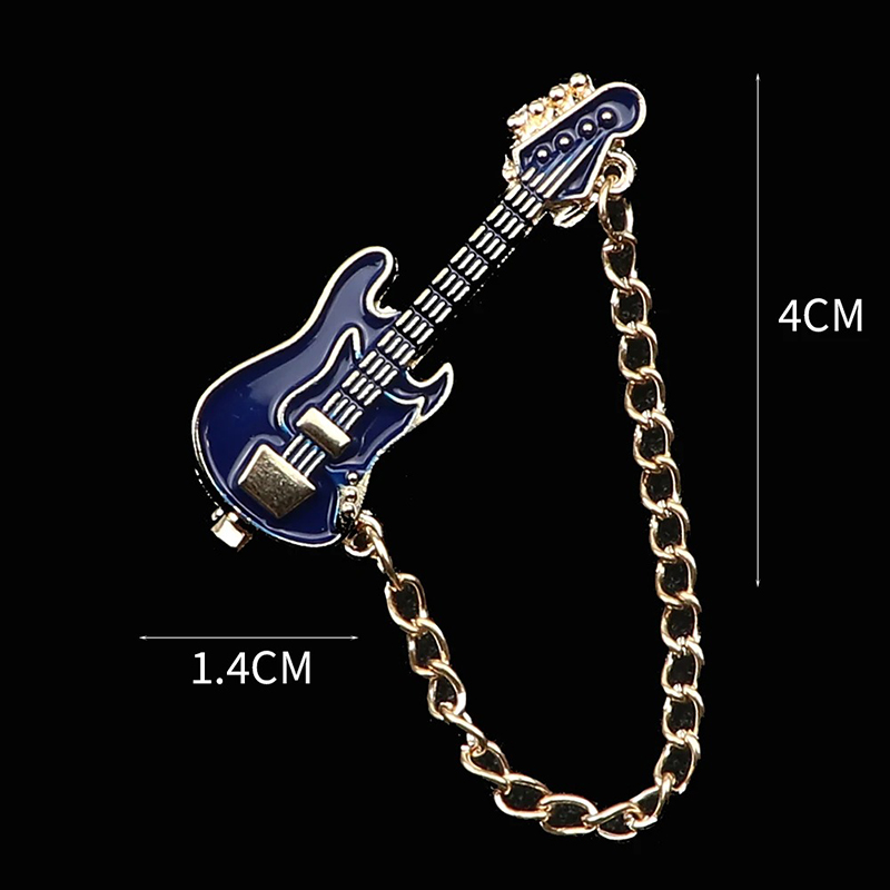 Broche Esmaltada de Pins de Guitarra Eléctrica con Cadena - 6 colores a elegir - color Azul
