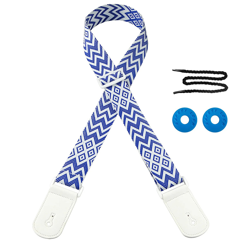 Correas de Guitarra Vintage Edición Geométrica Azteca de color Azul Marino