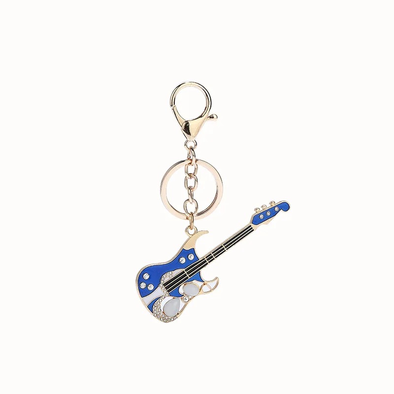 Llavero de guitarra eléctrica con strass - 2 colores a elegir - color azul