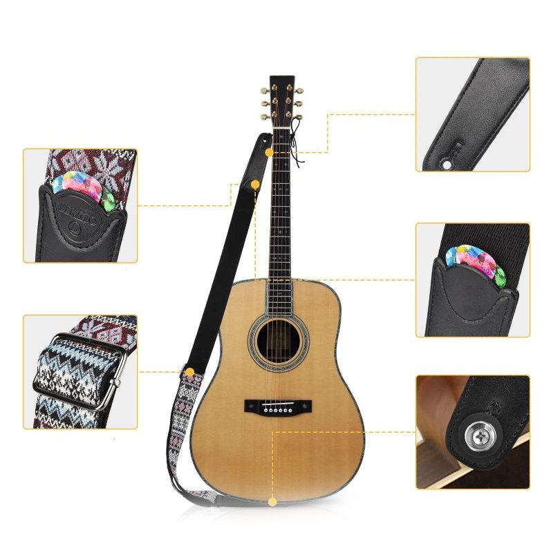 Detalles completos de la Correa de Guitarra 'Ecos Nórdicos' - Juego Completo con Accesorios