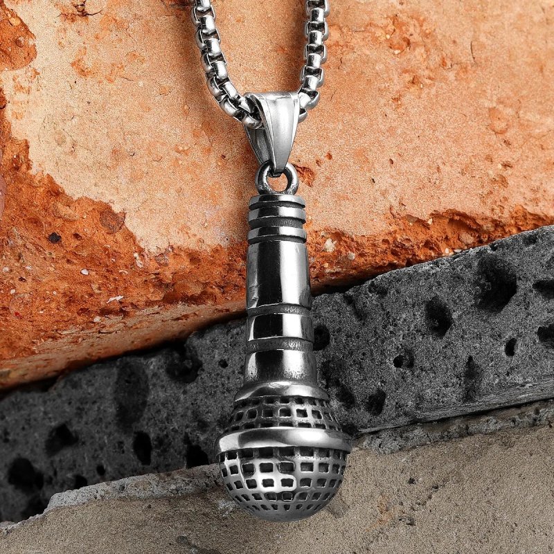 Detalles del Collar Colgante de Micrófono Vintage - Estilo Rock