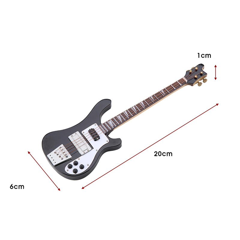 Dimensión de guitarra miniatura de bajo eléctrico con soporte para guitarra
