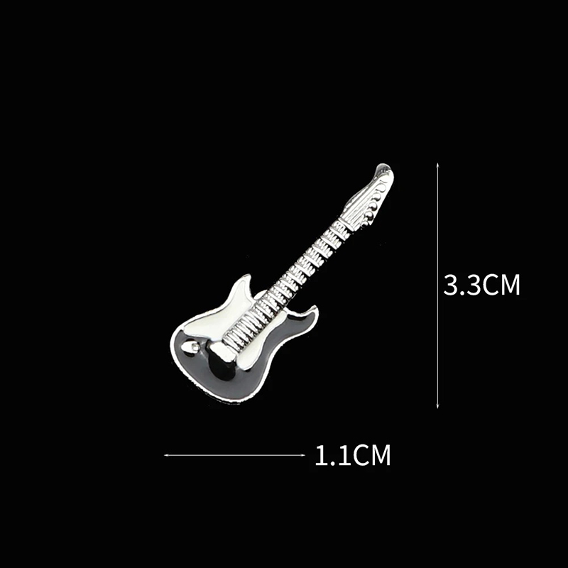 Dimensiones de Broche Esmaltado con Diseño de Guitarra Eléctrica en Negro y Blanco