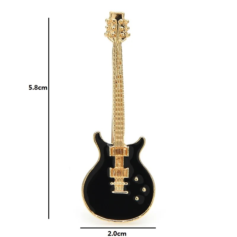 Dimensiones Broche Esmaltado Pins Guitarra Eléctrica Color negro y oro