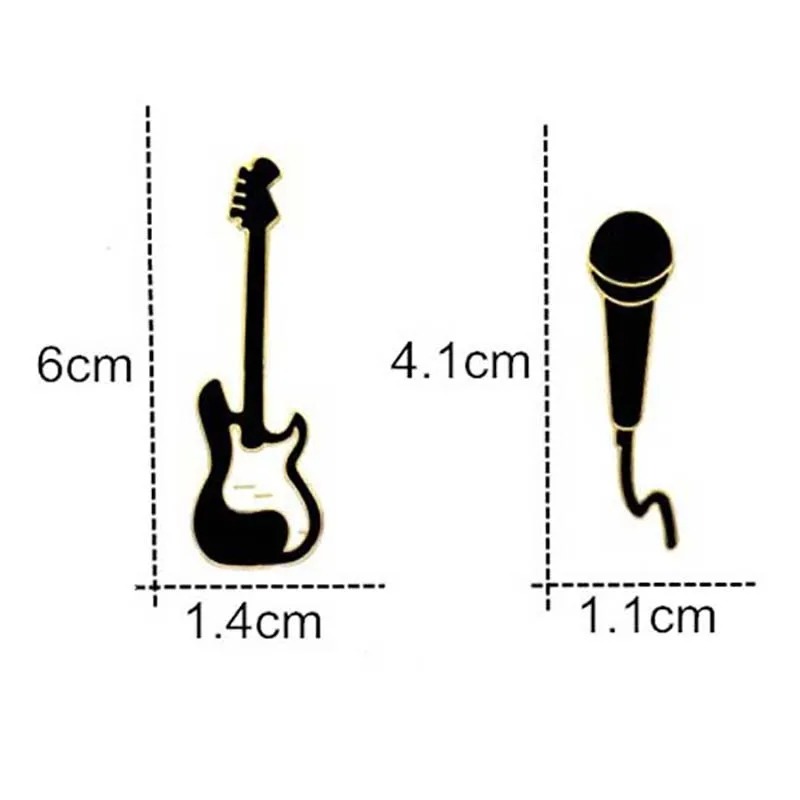 Dimensiones de Broche Esmaltada Pins de Guitarra Eléctrica y Micrófono