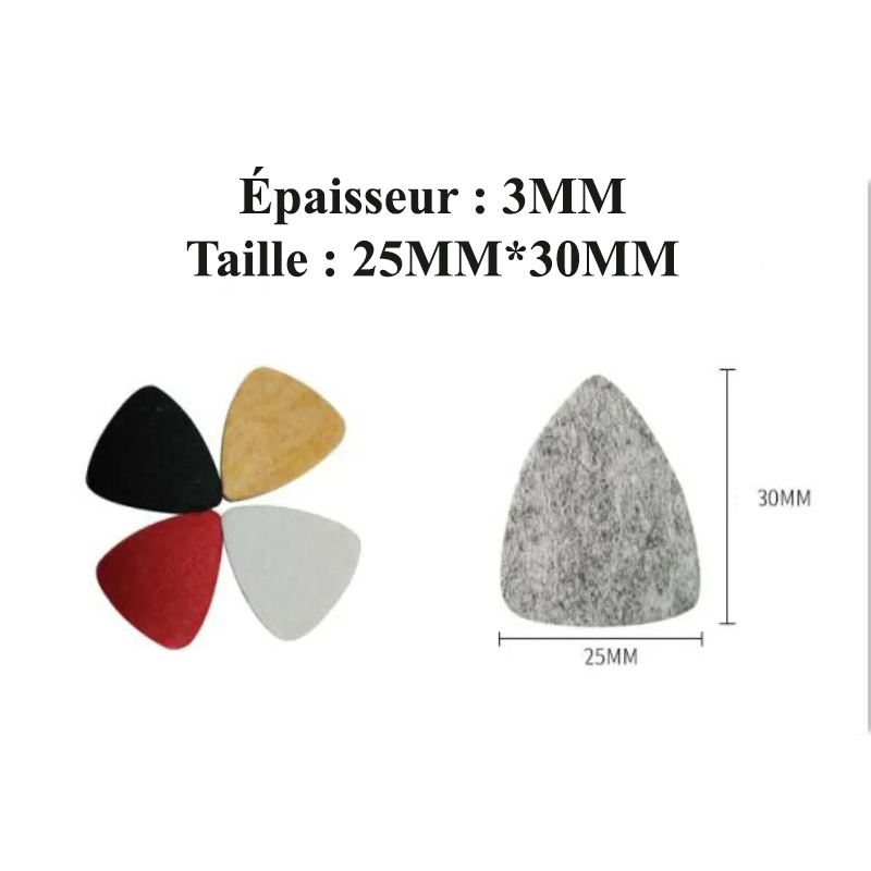 Dimensiones del lote de 5 púas de fieltro suave y coloridas para ukelele