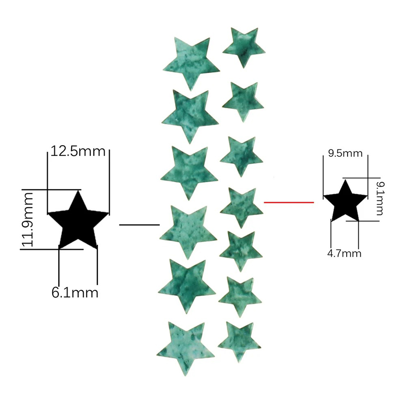 Dimensiones Marcadores de Diapasón con motivo de estrellas