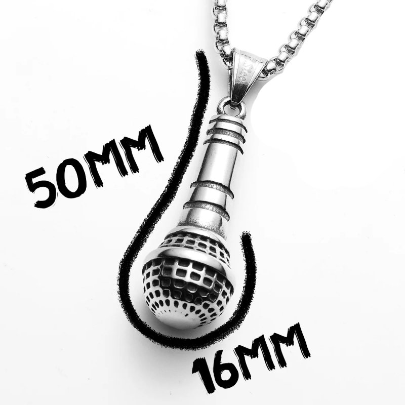 Dimensiones del Collar Colgante de Micrófono Vintage - Estilo Rock