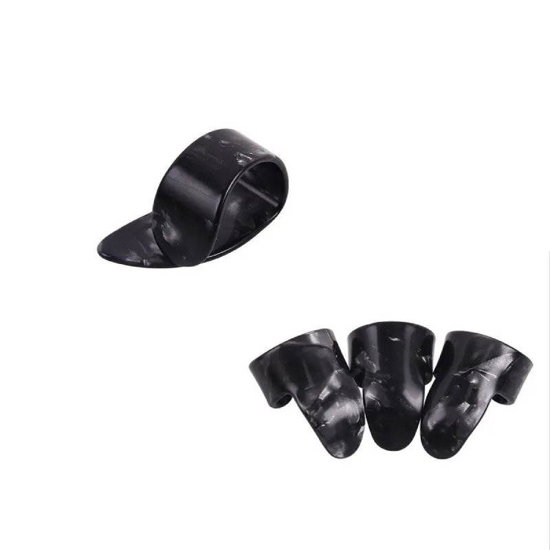 Conjunto de 3 púas de metal + 1 púa para pulgar - color negro