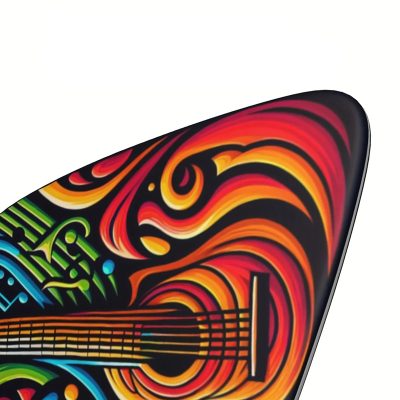Detalle del Lote de 6 Púas de Guitarra Coloridas Psicodélicas - 3 tamaños - incluye soporte para púas