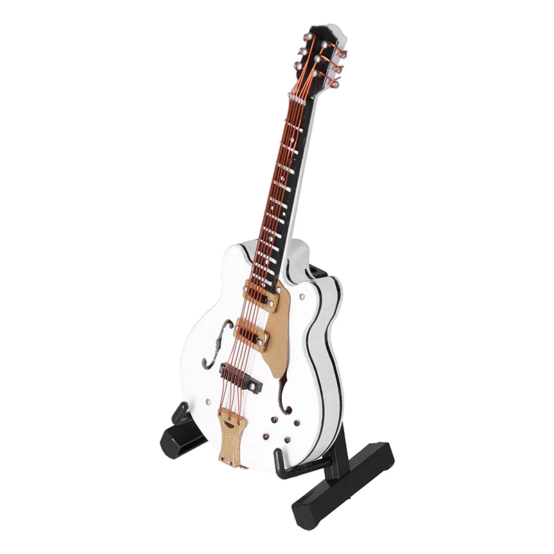 Miniatura de guitarra eléctrica blanca tipo Gibson