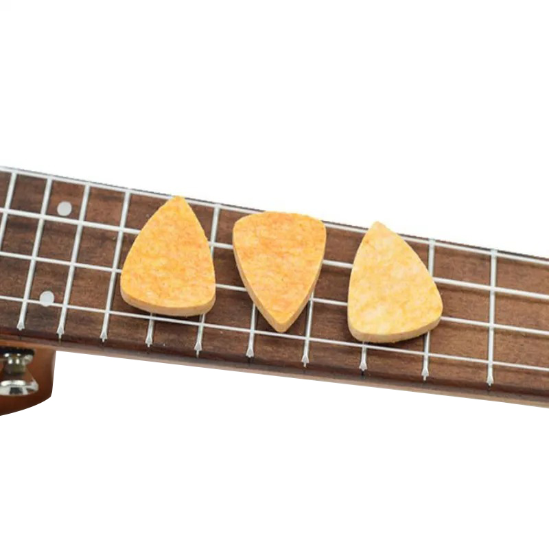 Lote de 4 púas de fieltro suave y colorido para ukelele de color amarillo