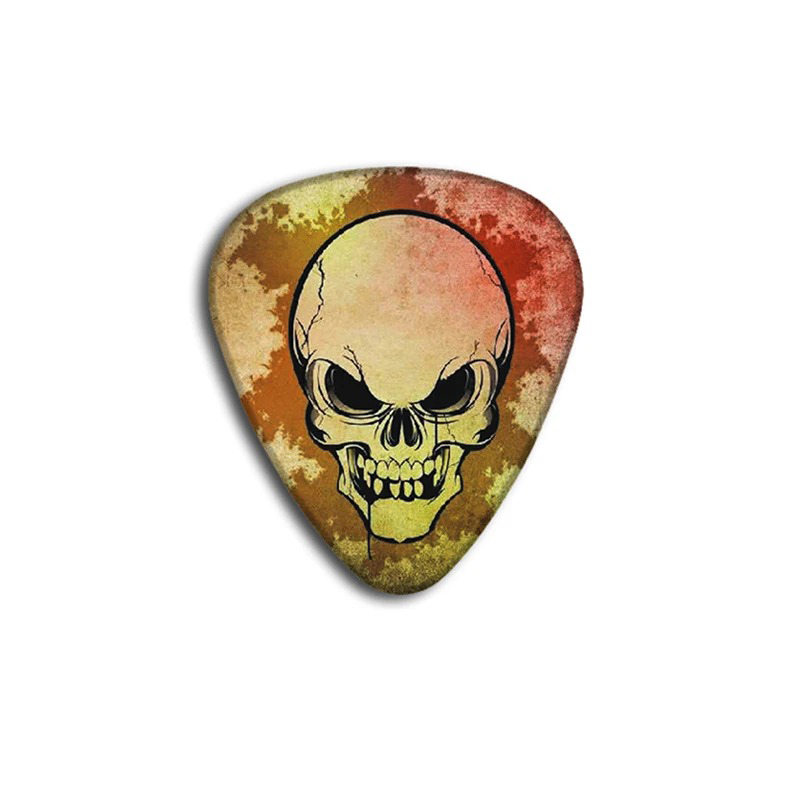 ejemplo de púa del conjunto de 10 púas con motivos de calavera