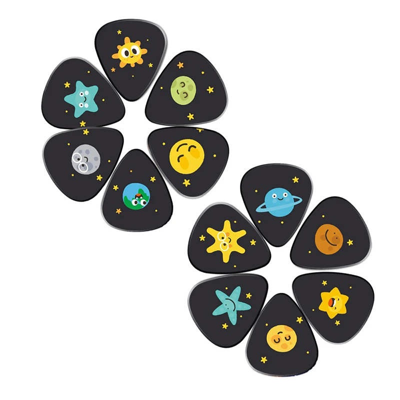 Magnífico lote de 10 púas con motivos de Espacio, Planeta y estrellas para niños