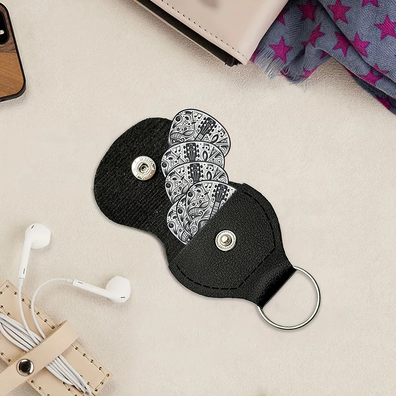 Lote de 6 púas de guitarra en color negro y negro psicodélico