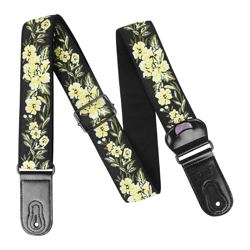 Magnífica Correa de Guitarra Vintage con Elegancia Floral