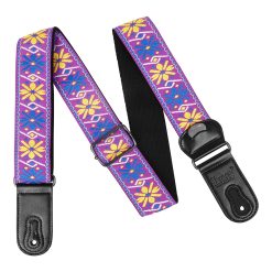 Magnífica Correa de Guitarra Vintage Jardín Encantado Morado