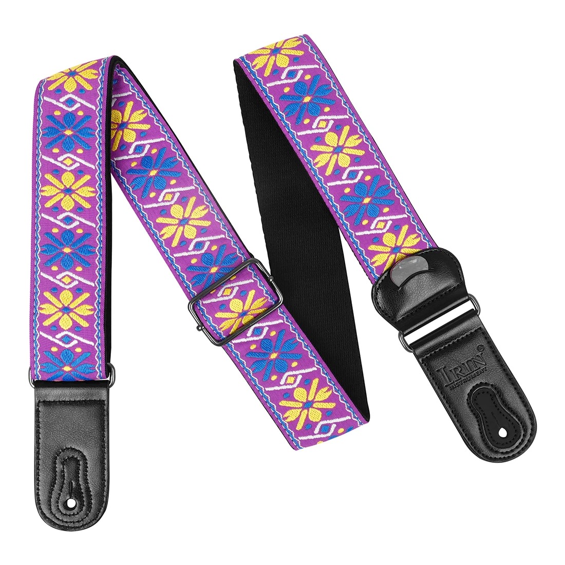 Magnífica Correa de Guitarra Vintage Jardín Encantado Morado