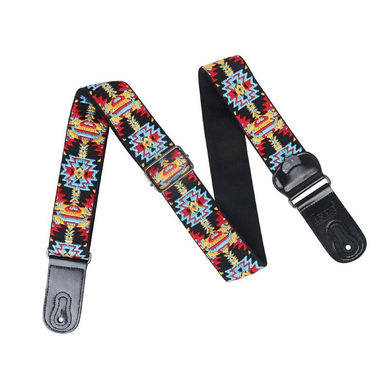 Magnífica Correa de Guitarra Vintage con Brillantes Motivos Tribales