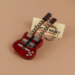 Llavero de guitarra eléctrica de doble mástil de color marrón