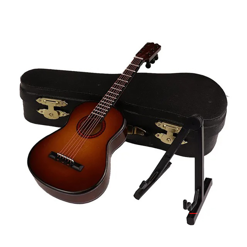Guitarra acústica miniatura con estuche y soporte para guitarra - 3 tamaños - 5 colores - modelo 1