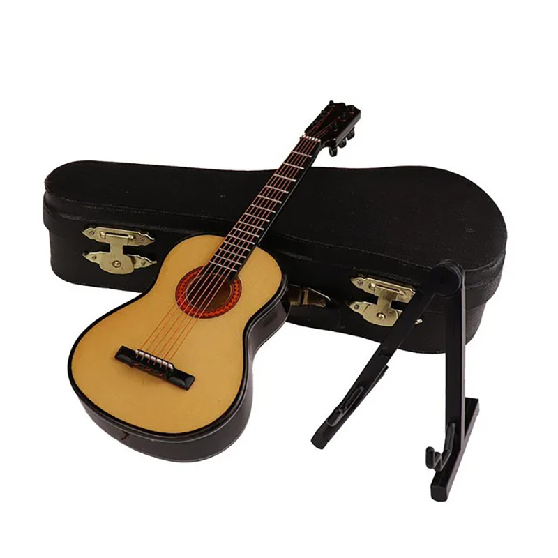 Guitarra acústica miniatura con estuche y soporte para guitarra - 3 tamaños - 5 colores - modelo 4