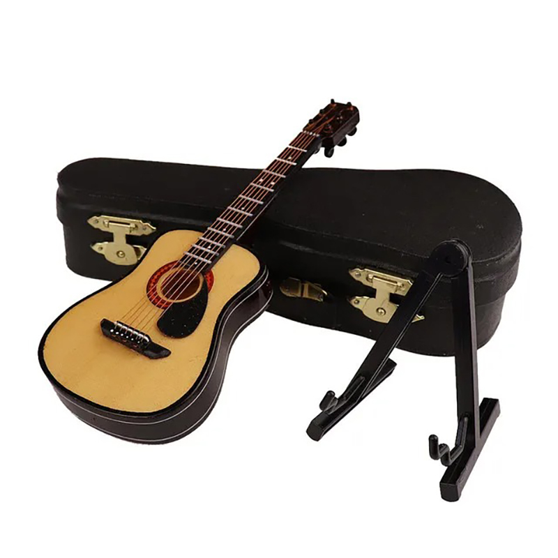Guitarra acústica miniatura con estuche y soporte para guitarra - 3 tamaños - 5 colores - modelo 5