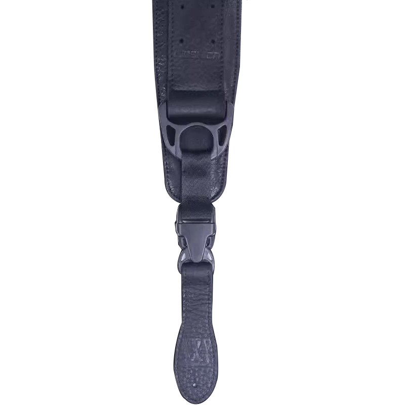 Correa ergonómica para bajo de cuero resistente con hebilla de seguridad en color negro
