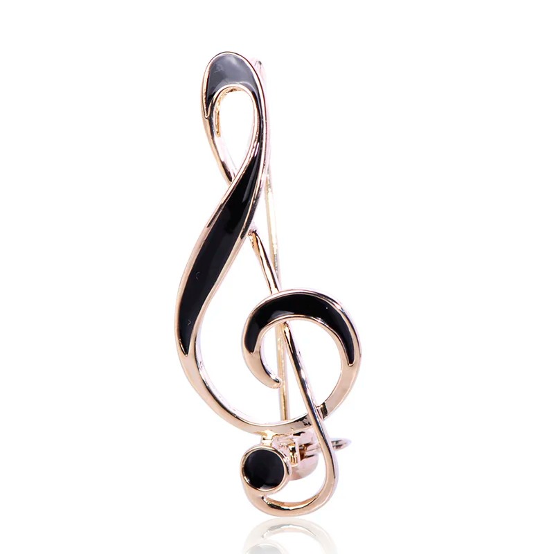 Broche Clave de Sol en esmalte - color oro