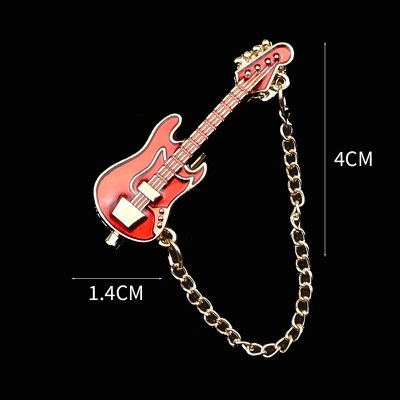 Broche Esmaltada de Pins de Guitarra Eléctrica con Cadena - 6 colores a elegir - color Naranja