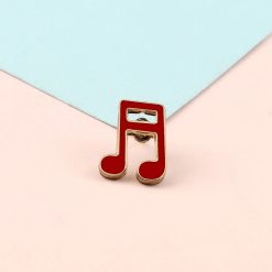 Pins Esmaltado de Nota Musical Corchea Doble Roja