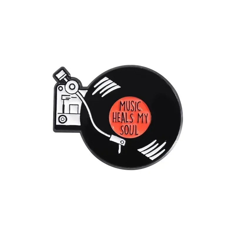Pins de Esmalte de Vinilo Retro - La Música Cura Mi Alma