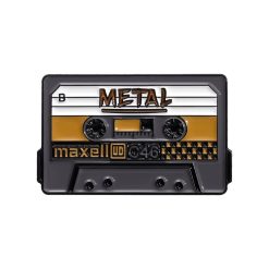 Pins esmaltado colorido con diseño de Cassette Retro y la inscripción METAL