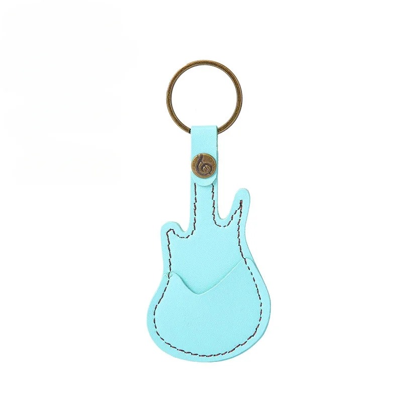 Llavero de guitarra con estuche para púas de color azul