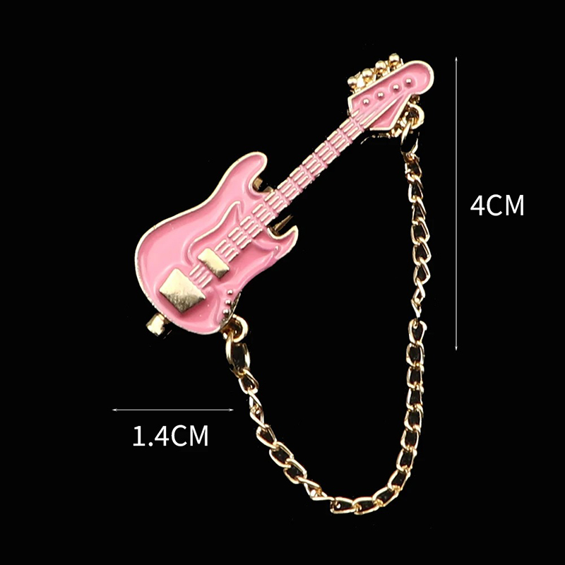 Broche Esmaltada de Pins de Guitarra Eléctrica con Cadena - 6 colores a elegir - color Rosa