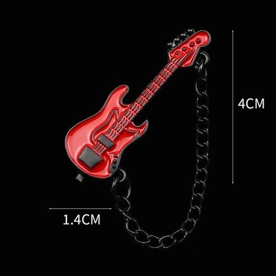 Broche Esmaltada de Guitarra Eléctrica con Cadena - 6 colores a elegir - color Rojo