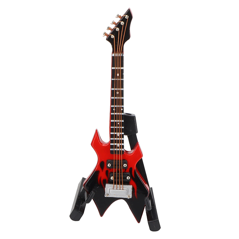 Detalles de la Miniatura de Guitarra, Mini Guitarra Eléctrica de Hard Rock en color Rojo