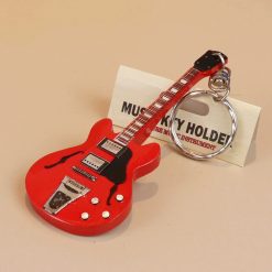 Llavero de guitarra Archtop de color rojo
