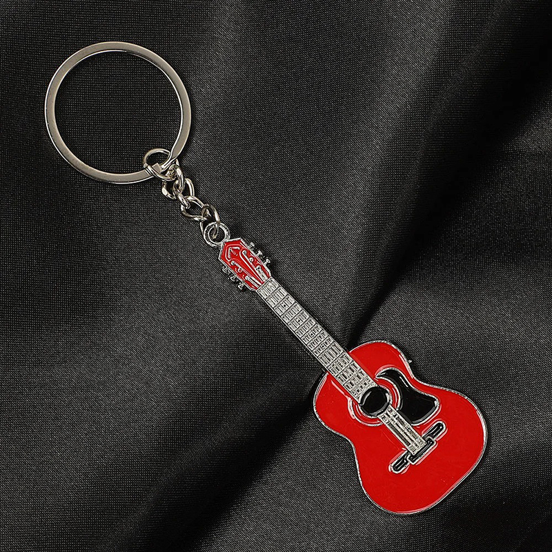 Llavero rojo de guitarra clásica en aleación - ¡5 colores a elegir!