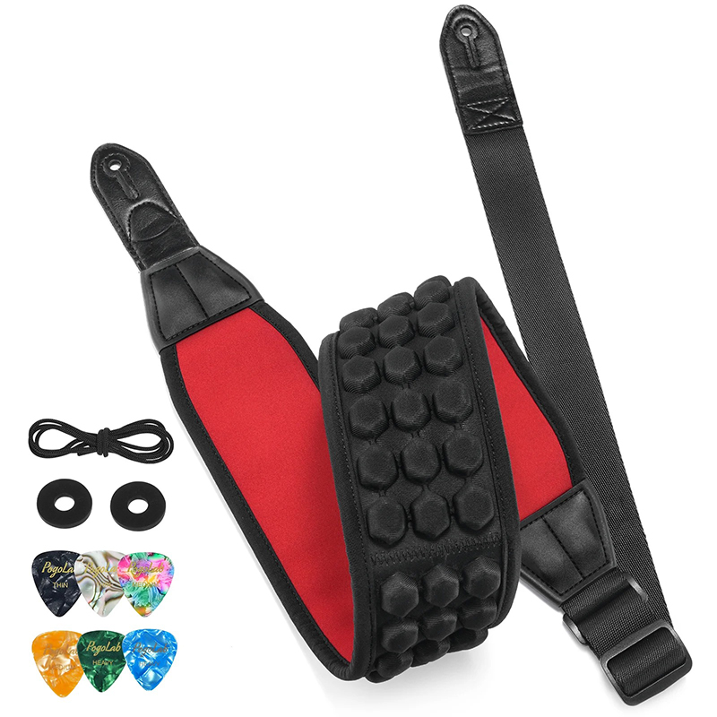 Correa de Bajo Guitarra Confort Plus de color rojo