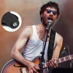 Magnífica correa de guitarra de cuero de gamuza con bordado de sol