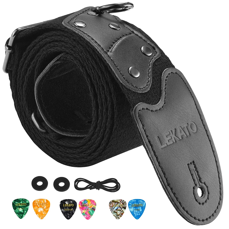 Correa para Guitarra y Bajo con Anillo de Enganche y Bolsillo para Púas