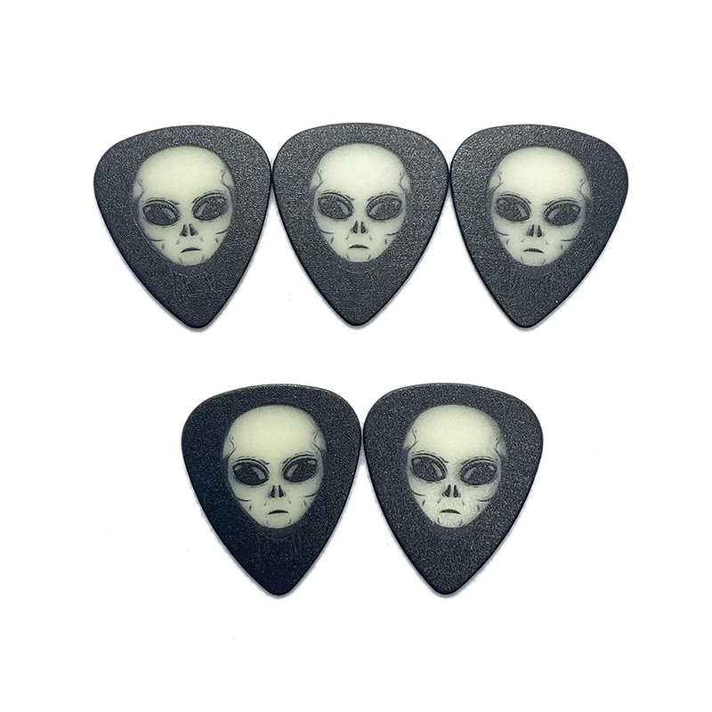 Prueba y opinión de 5 púas de guitarra con cabeza de alienígena - Lote de 5 piezas