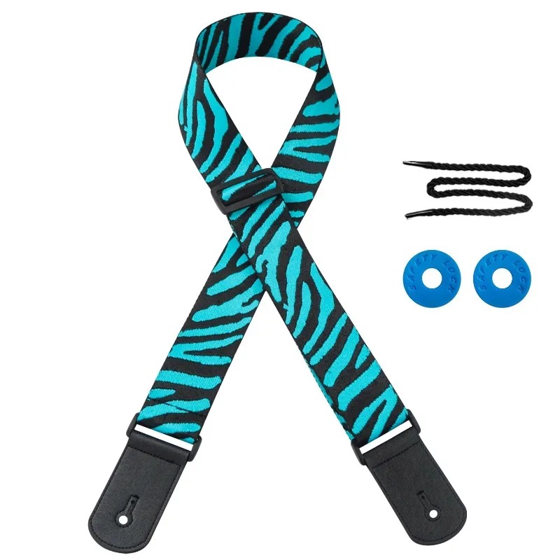 Colección de Correas de Guitarra con Motivos de Cebra Safari Salvaje - color azul