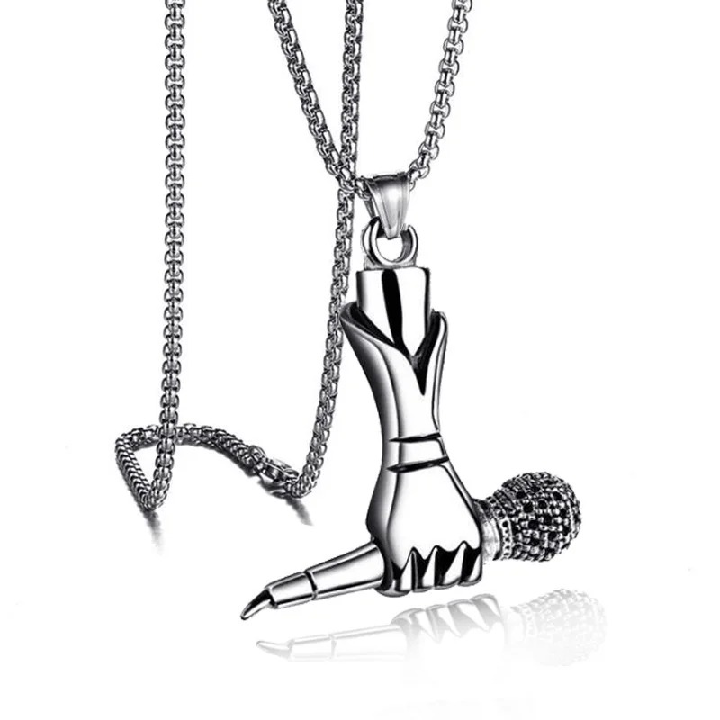 detalles del Collar Colgante de Micrófono de Mano - Estilo Rock y Música
